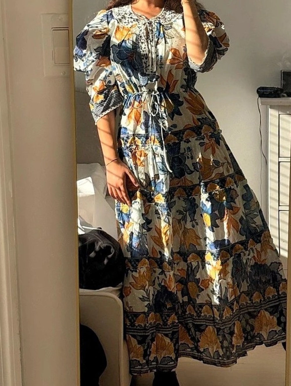FARM Rio Floral Maxi Dress in Blue & Orange - Picture 4 of 5